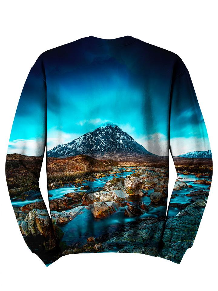 Back view of psychedelic nature pullover sweat shirt. 