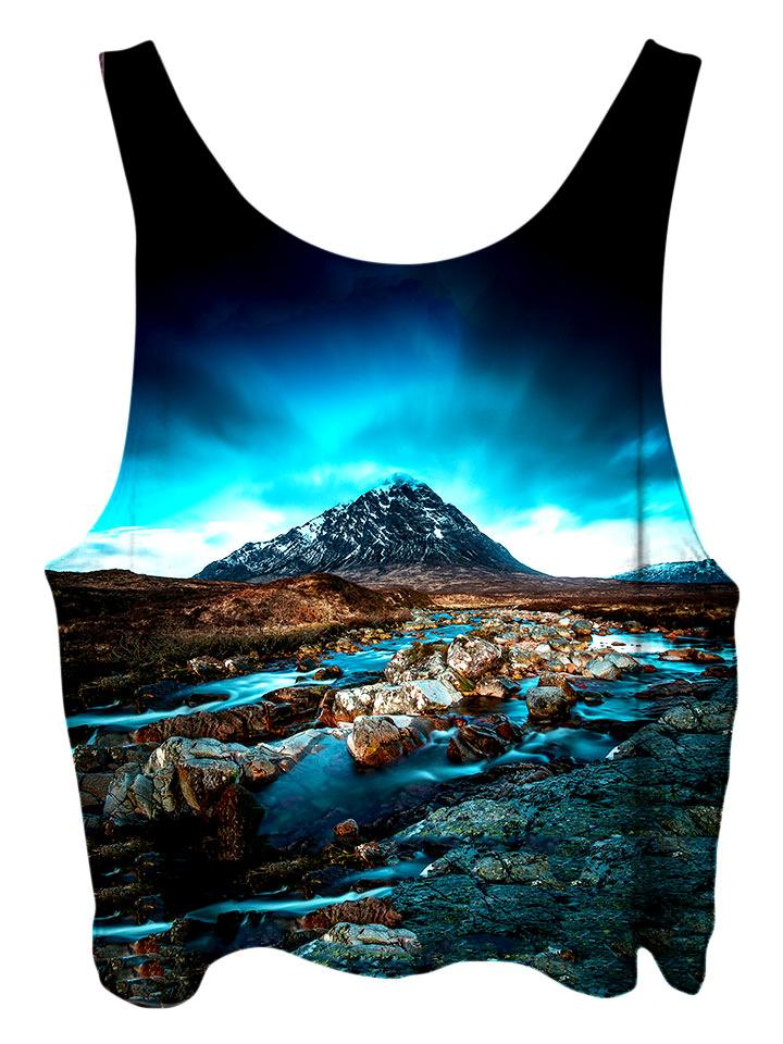 All over print psychedelic nature cropped top by Gratefully Dyed Apparel back view.