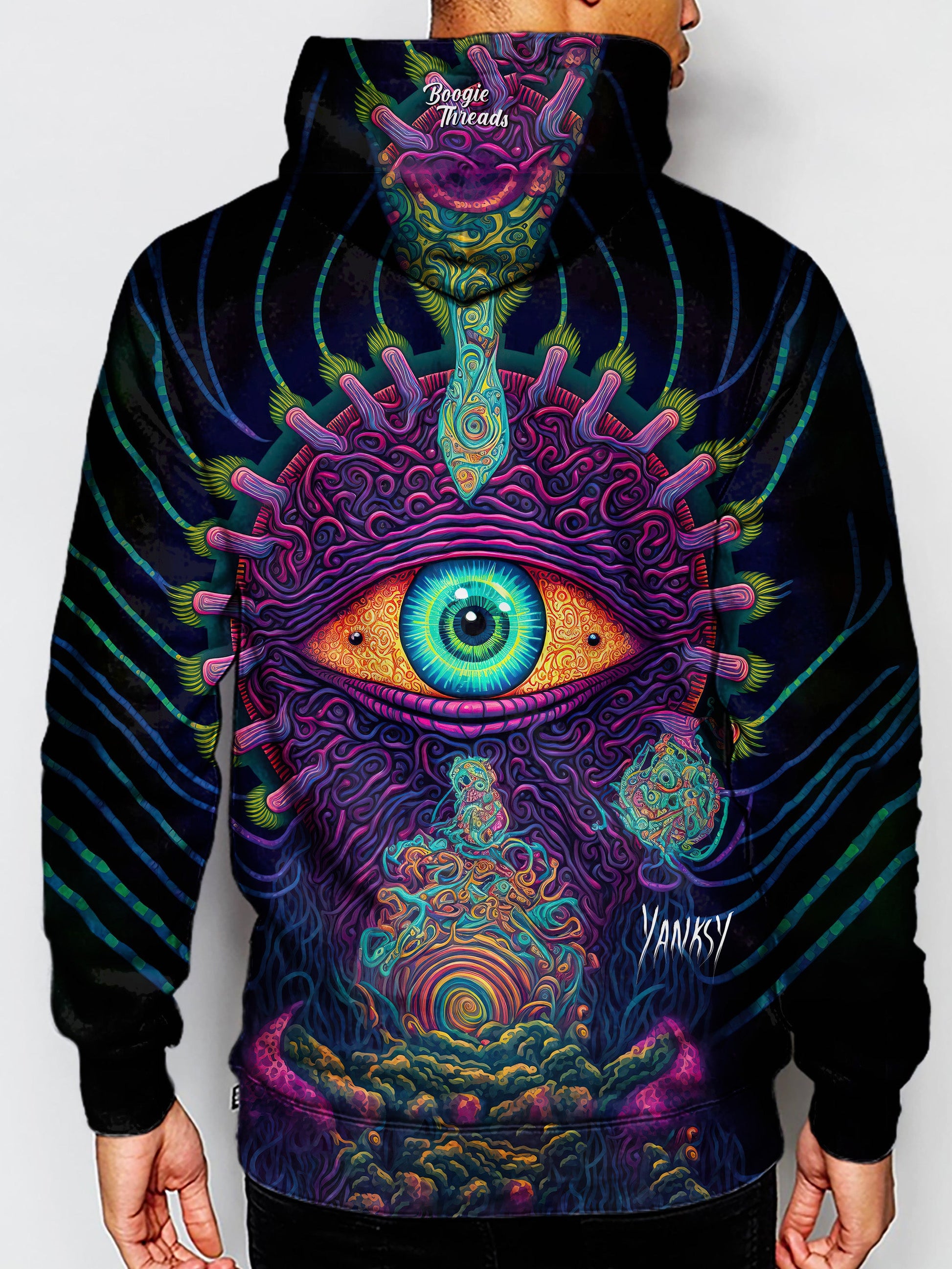 Stay comfortable and fashionable all night long at your next festival or rave with this cozy hoodie