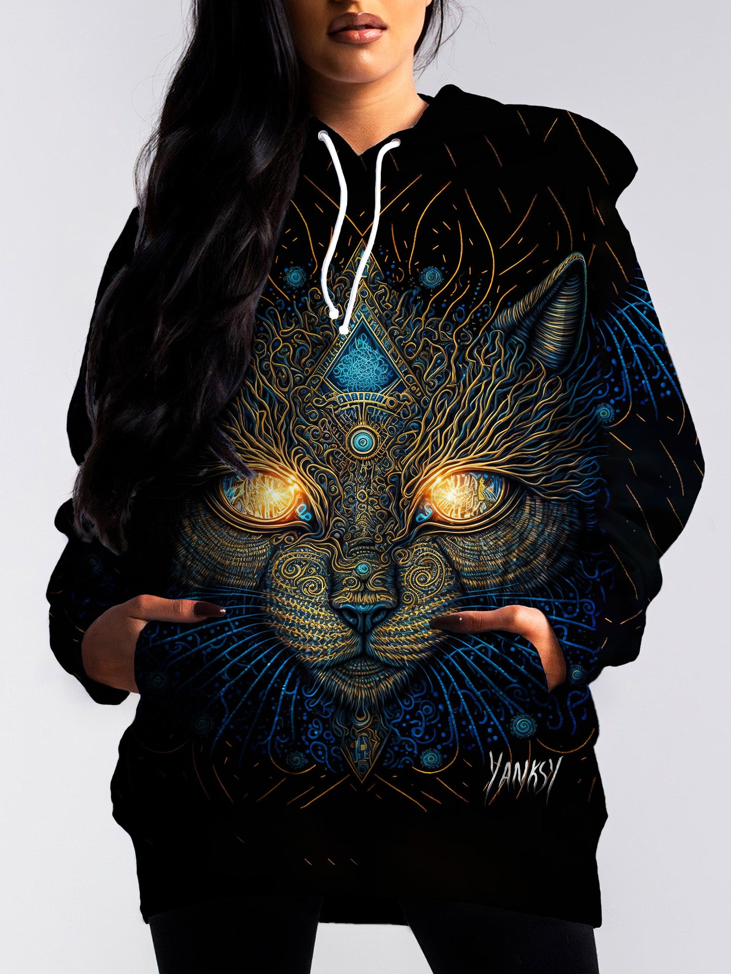 Turn heads wherever you go with this mesmerizing trippy pullover hoodie