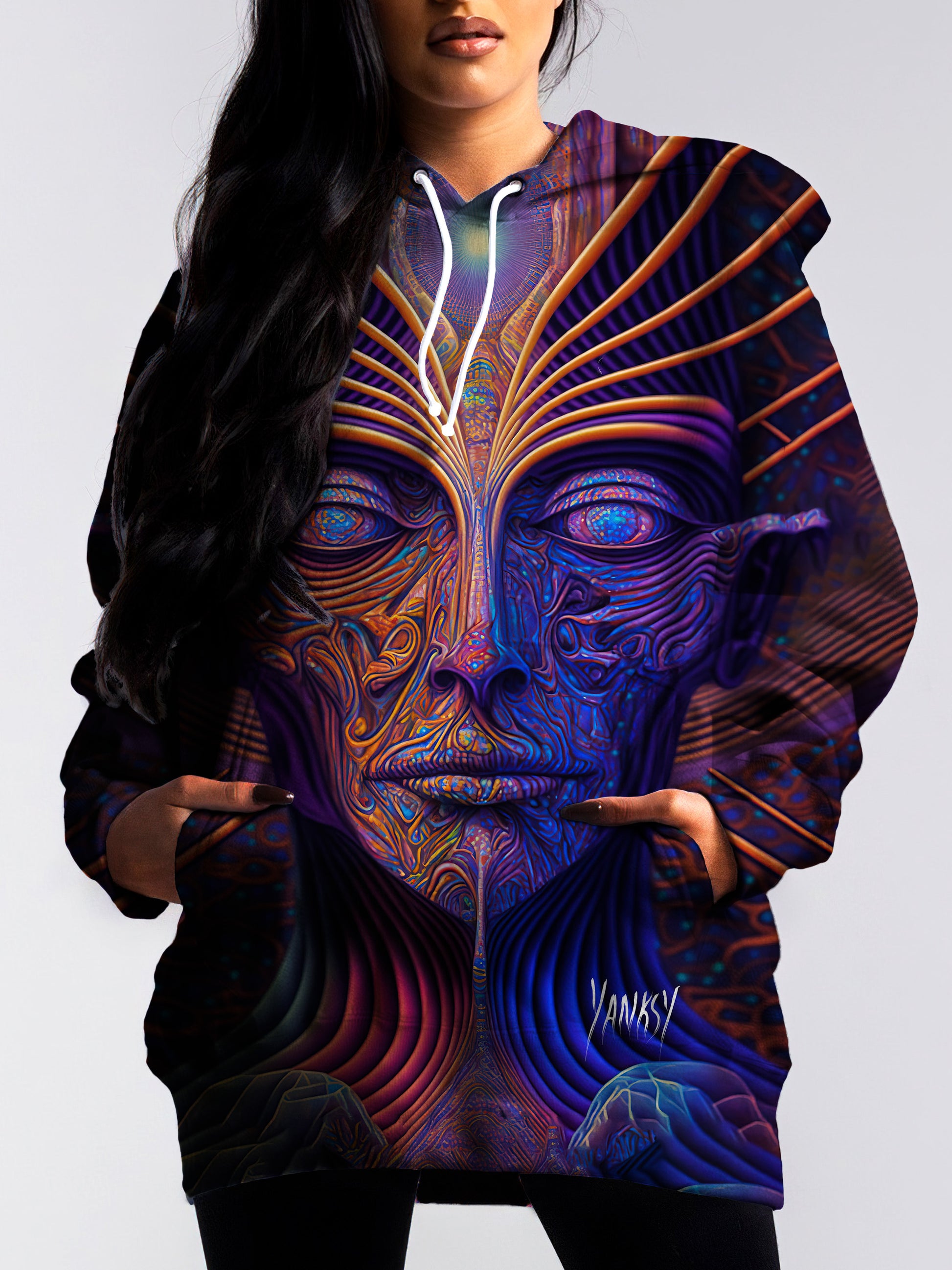 Get lost in the mesmerizing patterns and colors of this trippy pullover hoodie