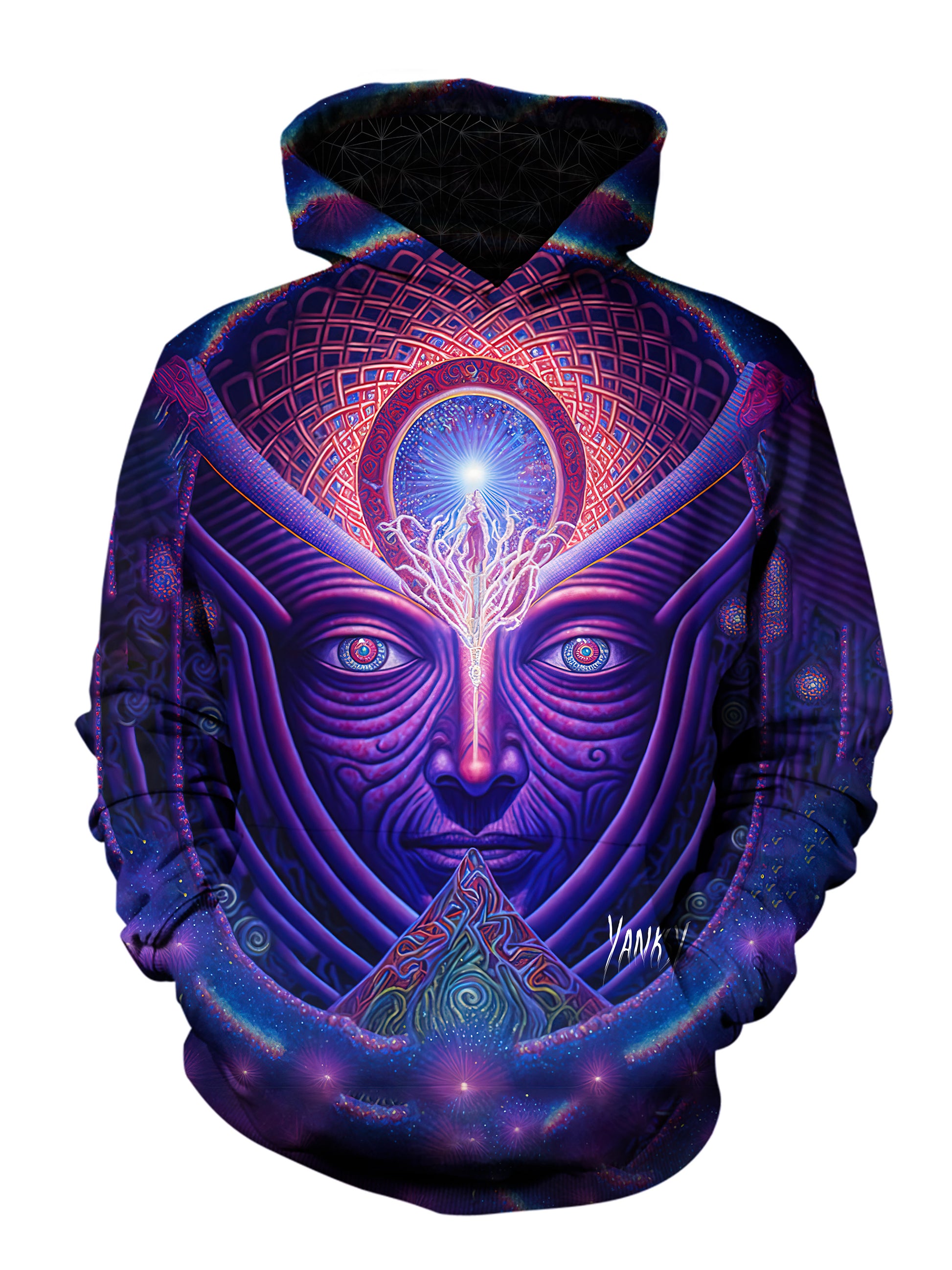 Express your creativity and individuality with this one-of-a-kind trippy pullover hoodie