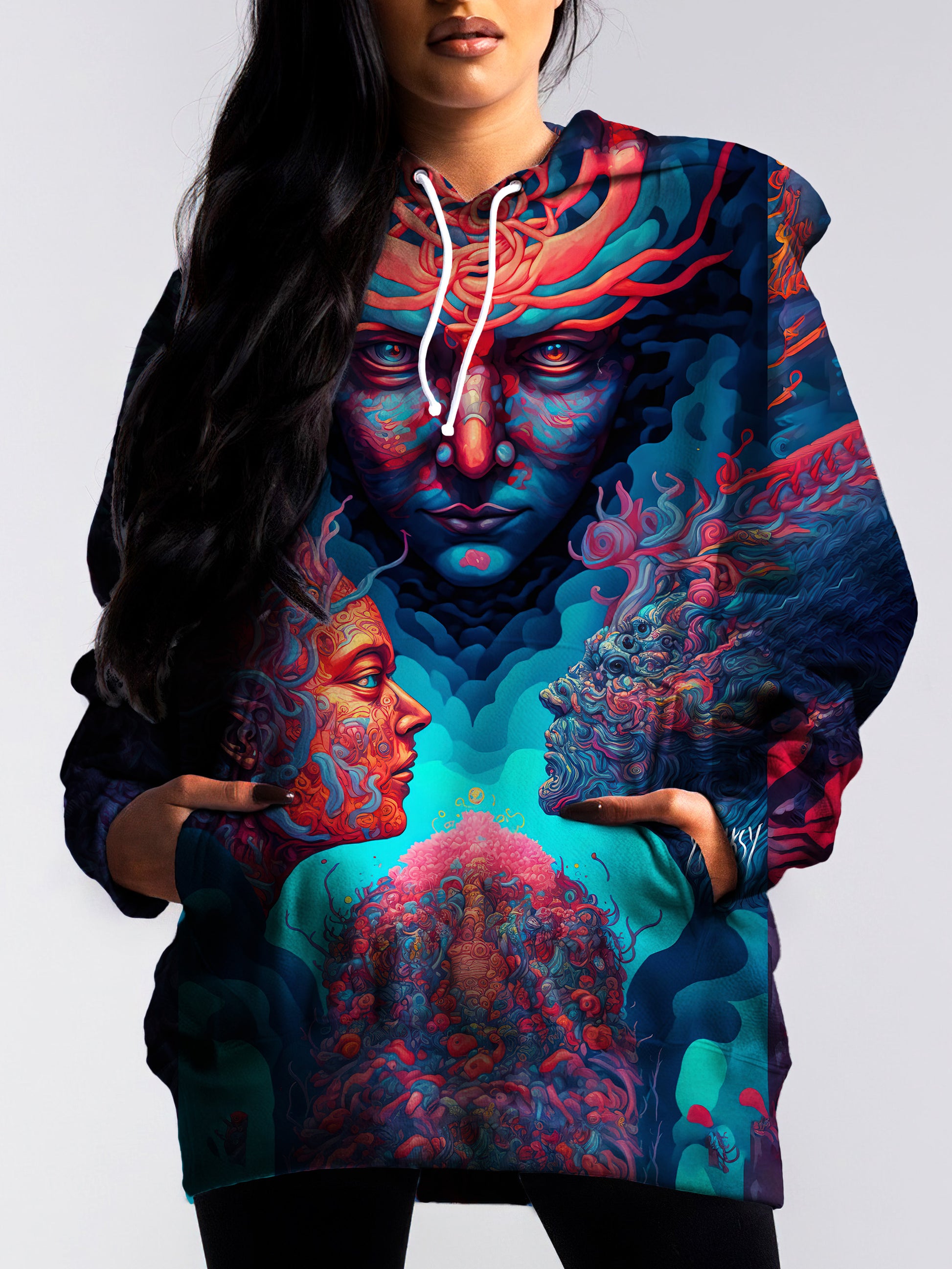 Express your creativity and unique style with this psychedelic sublimation pullover hoodie