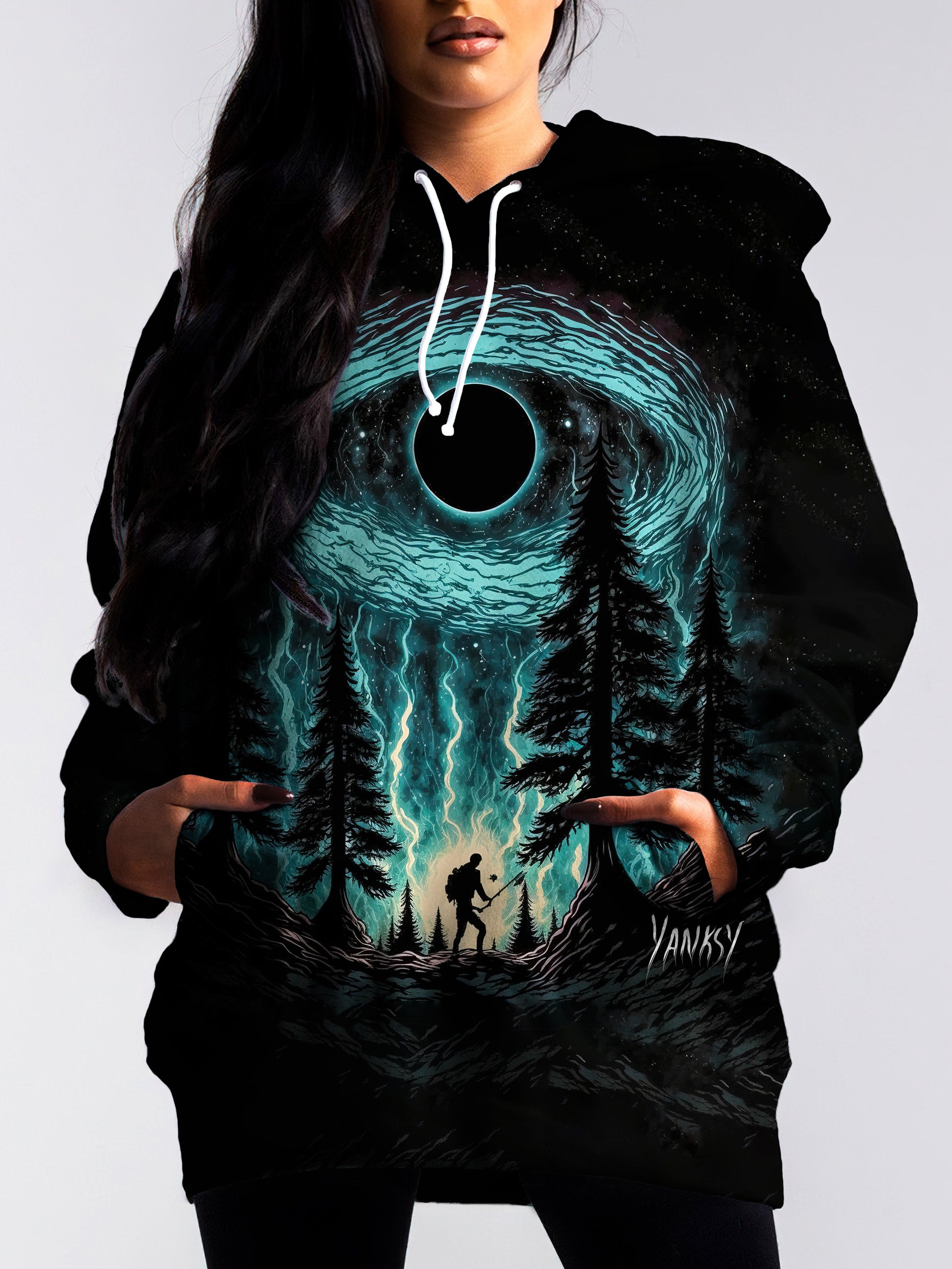 Stay warm and stylish at your next rave with this cozy pullover hoodie