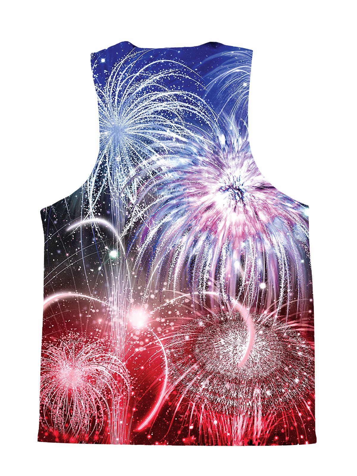 Psychedelic all over print 4th of July tank by GratefullyDyed Apparel back view.