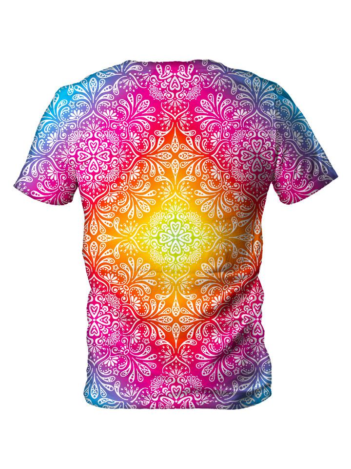 Back view of all over print psychedelic sacred geometry t shirt by Gratefully Dyed Apparel. 