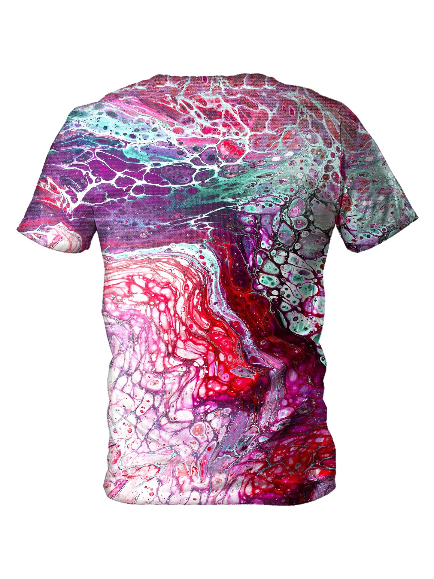 Back view of all over print psychedelic marble painting t shirt by Gratefully Dyed Apparel. 