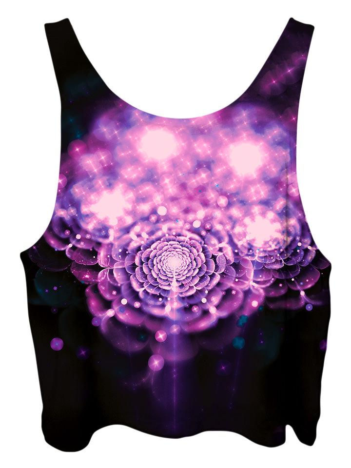 All over print psychedelic fantasy space cropped top by Gratefully Dyed Apparel back view.