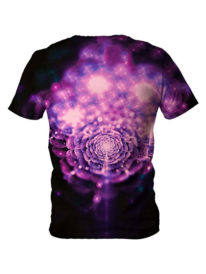 Back view of all over print psychedelic floral space t shirt by Gratefully Dyed Apparel. 
