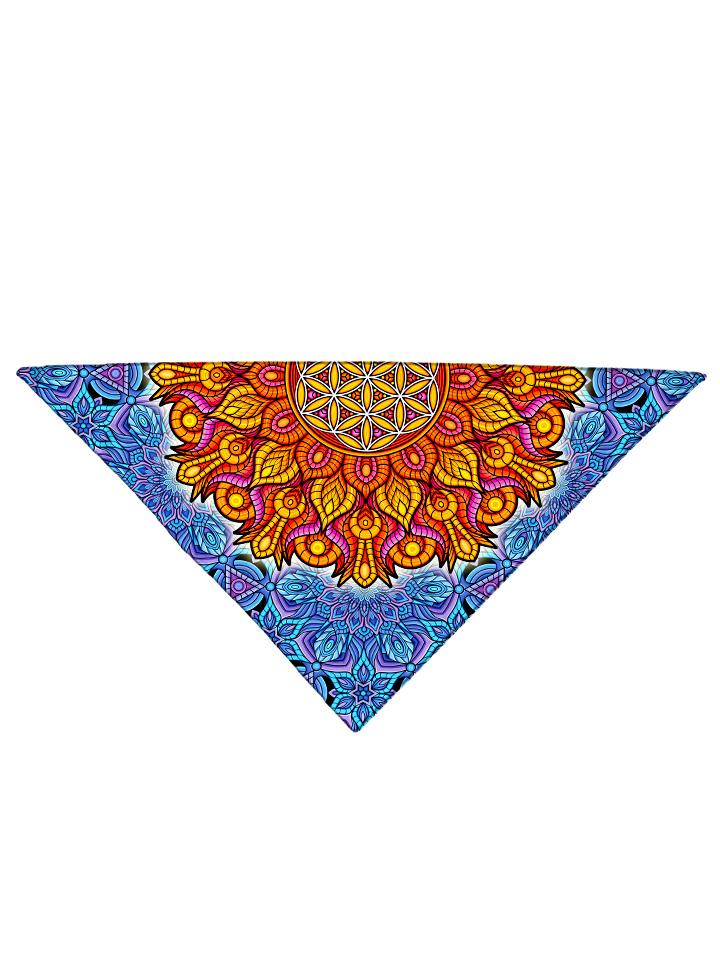Diagonally folded psychedelic sacred geometry printed headband.