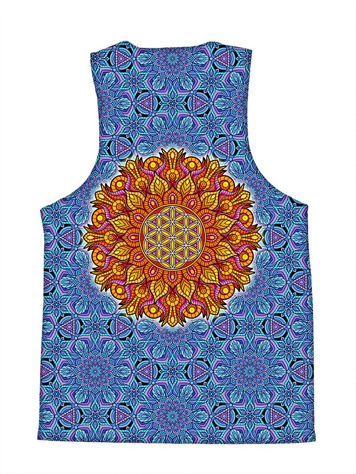 Psychedelic all over print sacred geometry tank by GratefullyDyed Apparel back view.