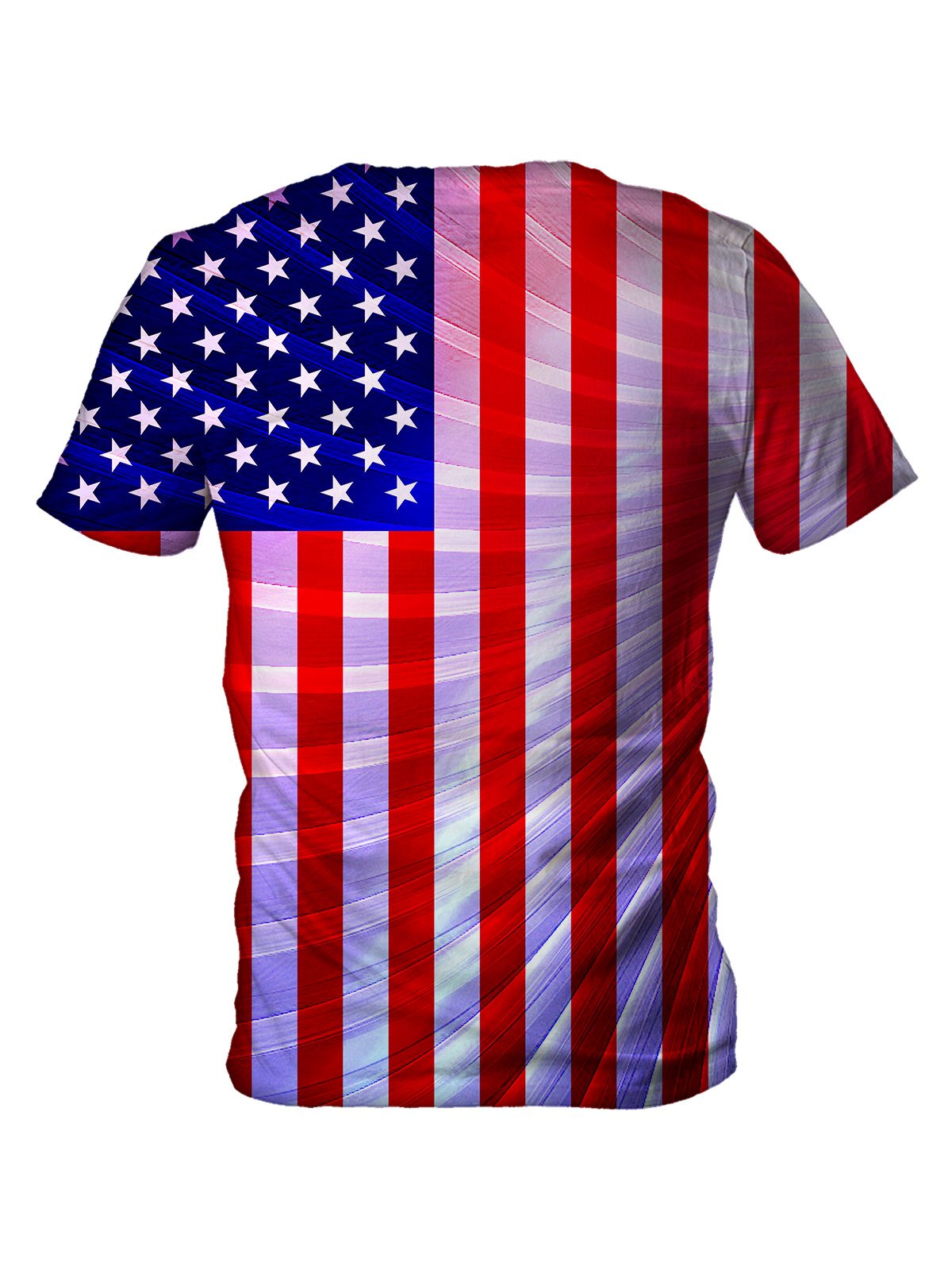 Back view of all over print psychedelic 4th of July t shirt by Gratefully Dyed Apparel. 