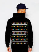 Model In Festive Emoji Christmas Pullover Hoodie Back View