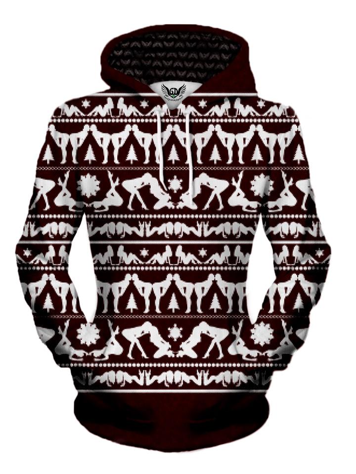 Naughty Maroon Christmas Women Pullover Hoodie Front View