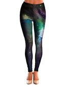 Galactic Green Galaxy Space Leggings - GratefullyDyed - 1