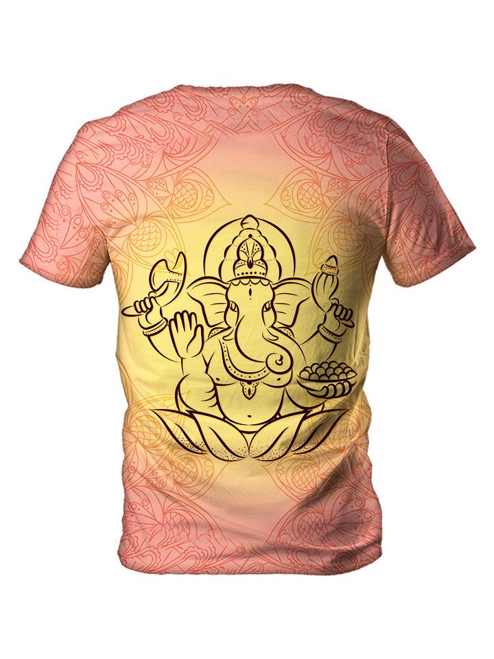 Back view of all over print psychedelic visionary art t shirt by Gratefully Dyed Apparel. 
