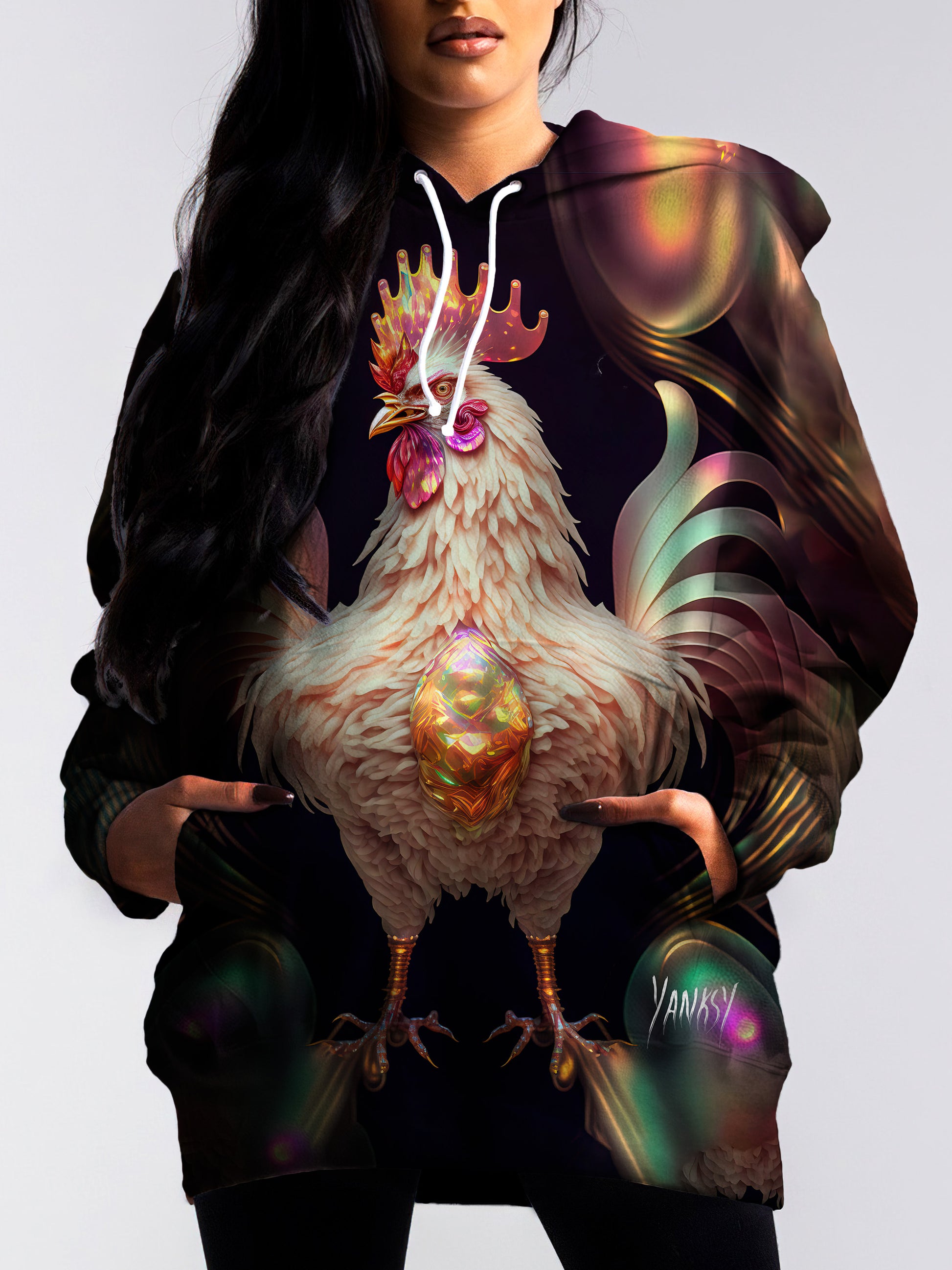 Stay warm and stylish at your next rave with this cozy pullover hoodie