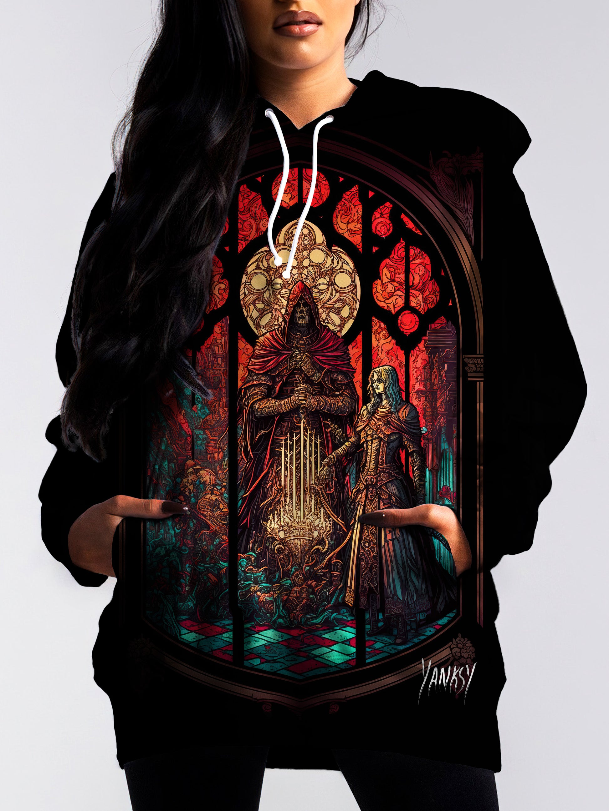 turn heads with this bright and colorful trippy pullover hoodie