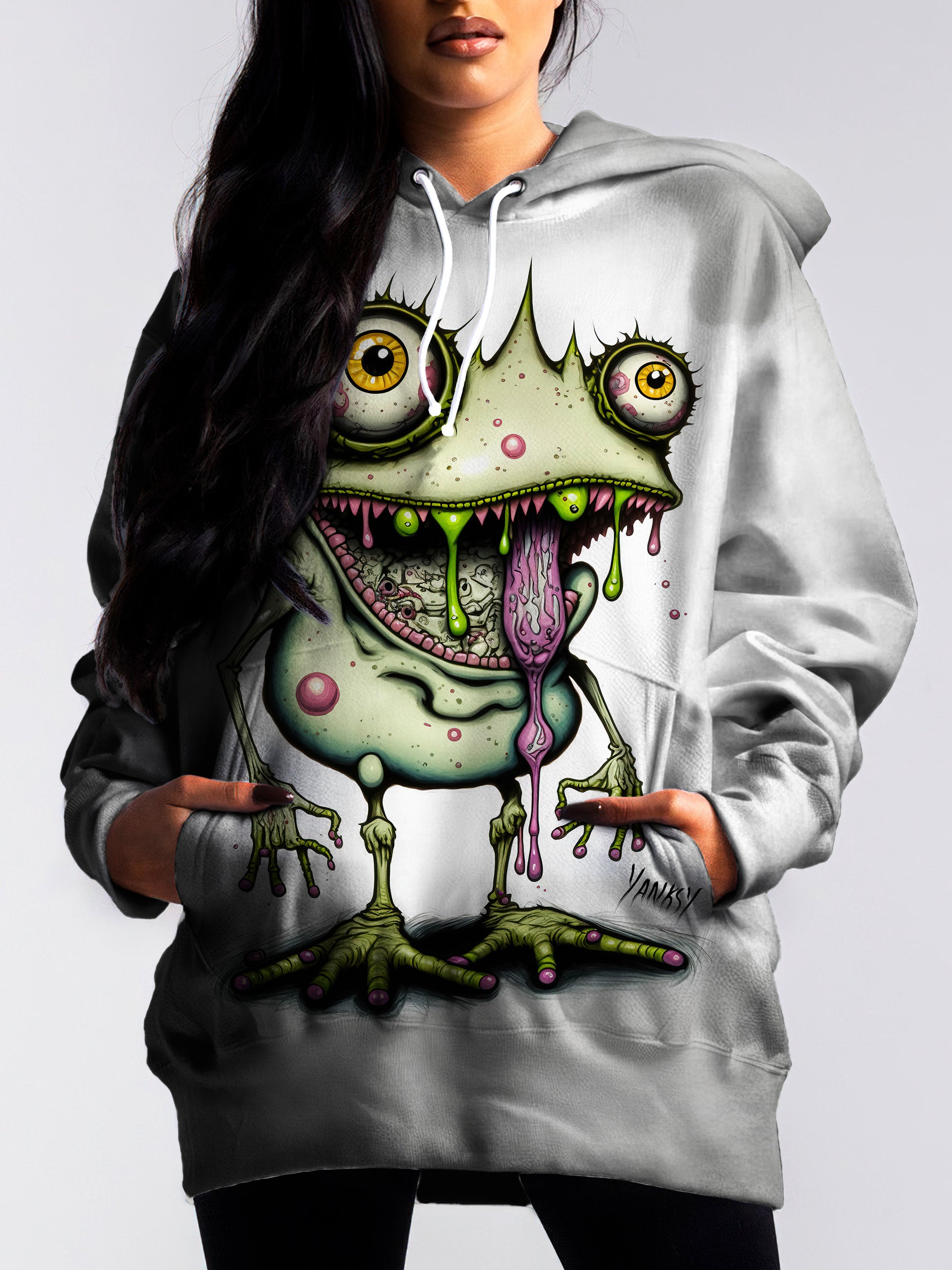 Turn heads wherever you go with this mesmerizing trippy pullover hoodie