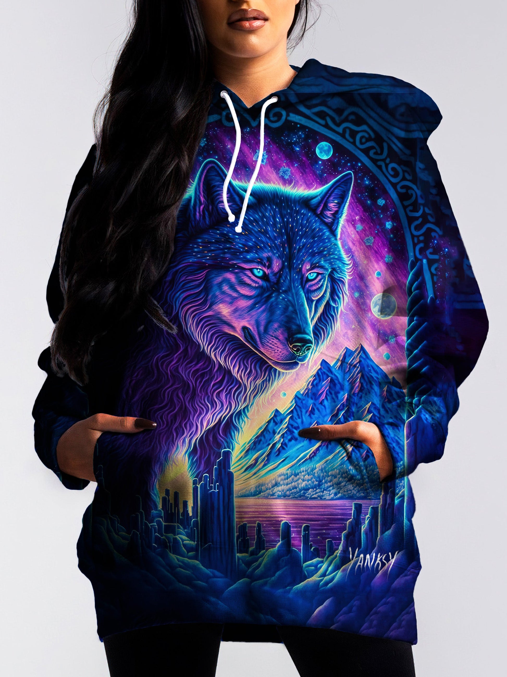 Stay warm and stylish at your next rave with this cozy pullover hoodie