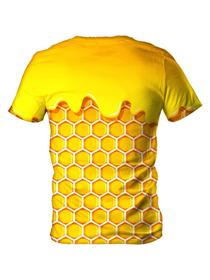 Back view of all over print psychedelic BHO honey oil t shirt by Gratefully Dyed Apparel. 