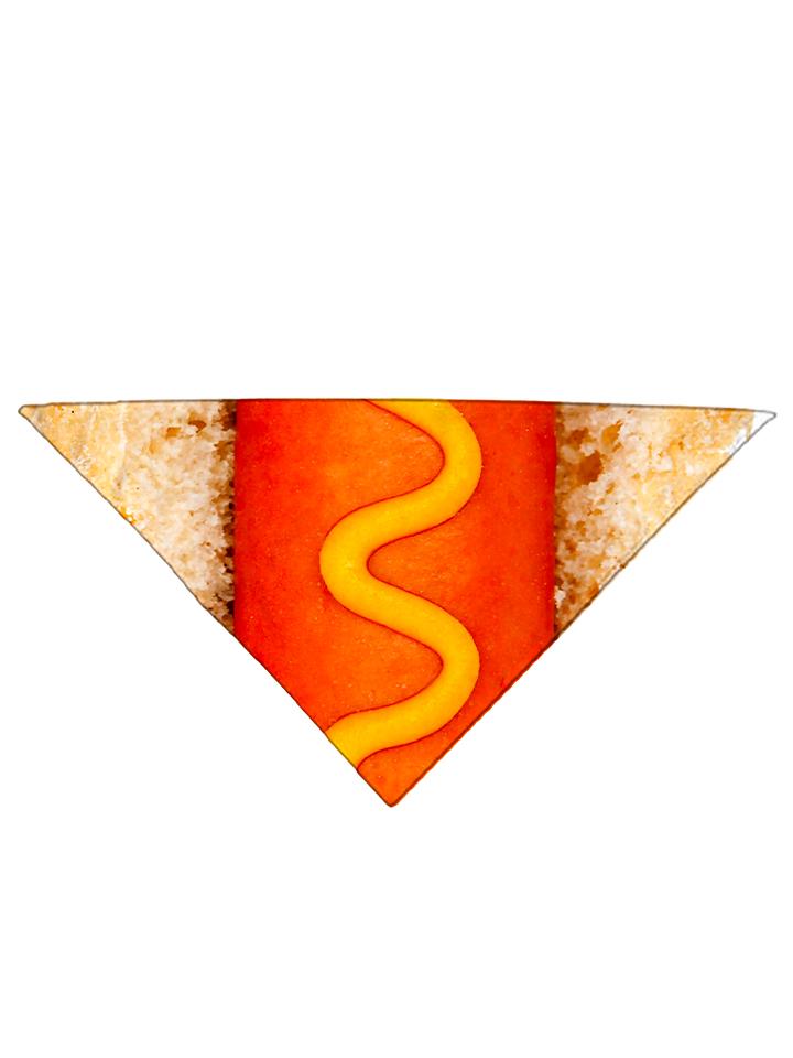 Diagonally folded psychedelic foodie printed headband.