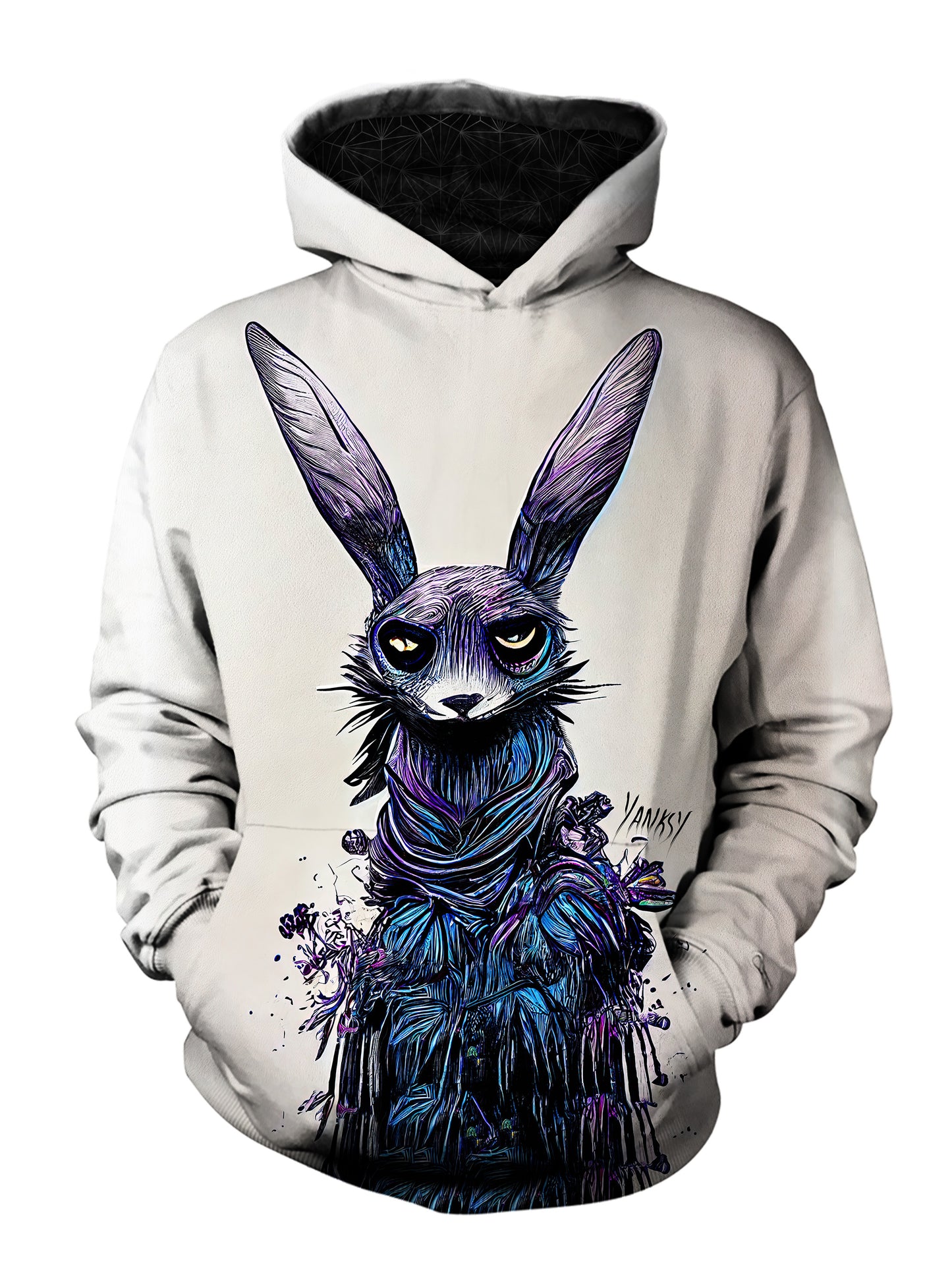 Express your creativity and individuality with this one-of-a-kind trippy pullover hoodie