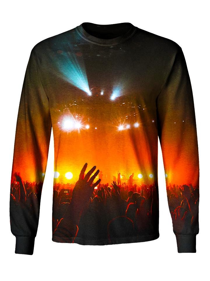 Gratefully Dyed Apparel red & black concert light show unisex long sleeve front view.