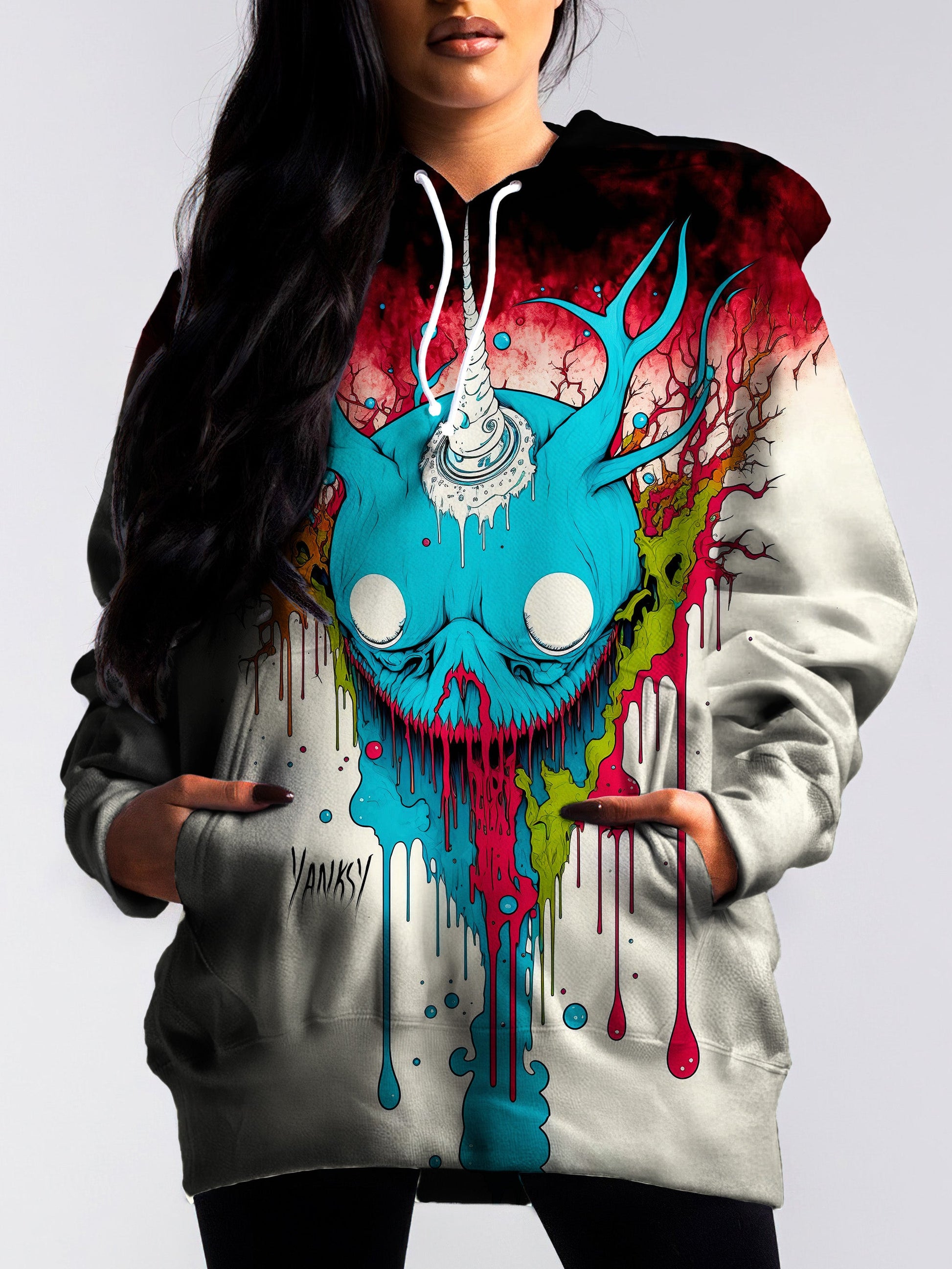 Make a splash with this bold and colorful psychedelic sublimation pullover hoodie