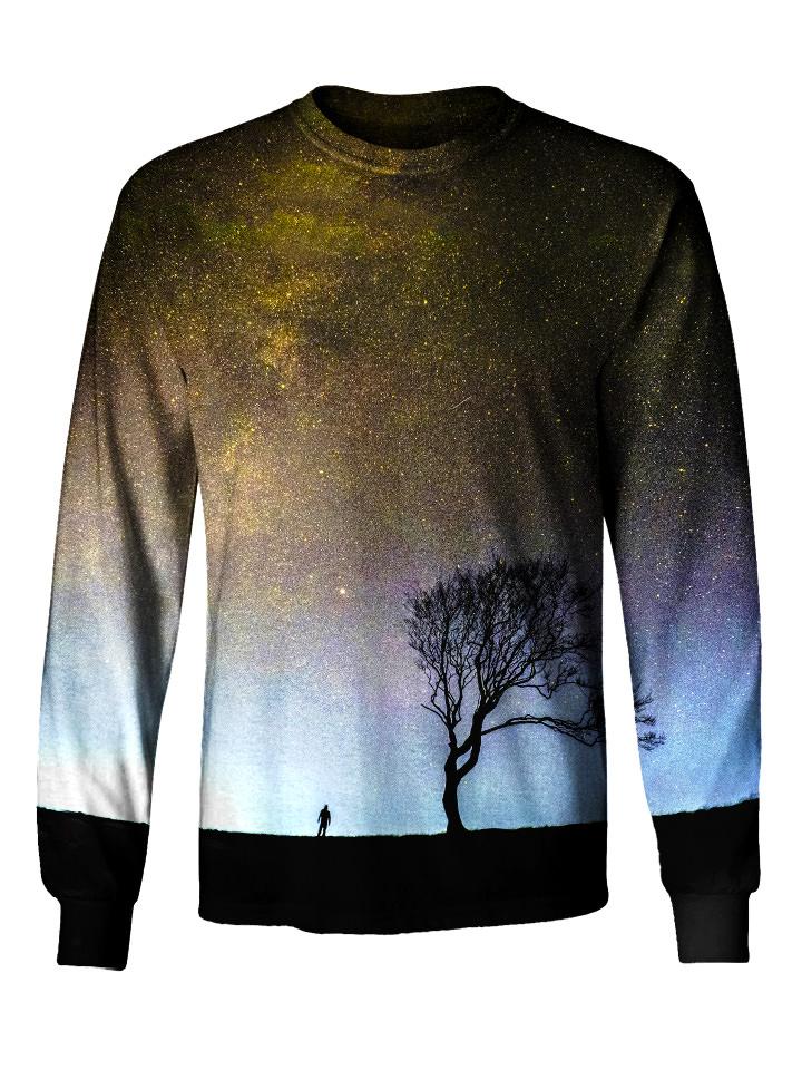 Gratefully Dyed Apparel gray galaxy with black tree unisex long sleeve front view.