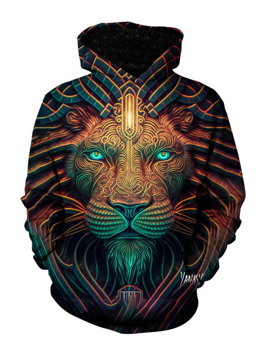 Stay warm and stylish at your next festival or rave with this comfortable pullover hoodie