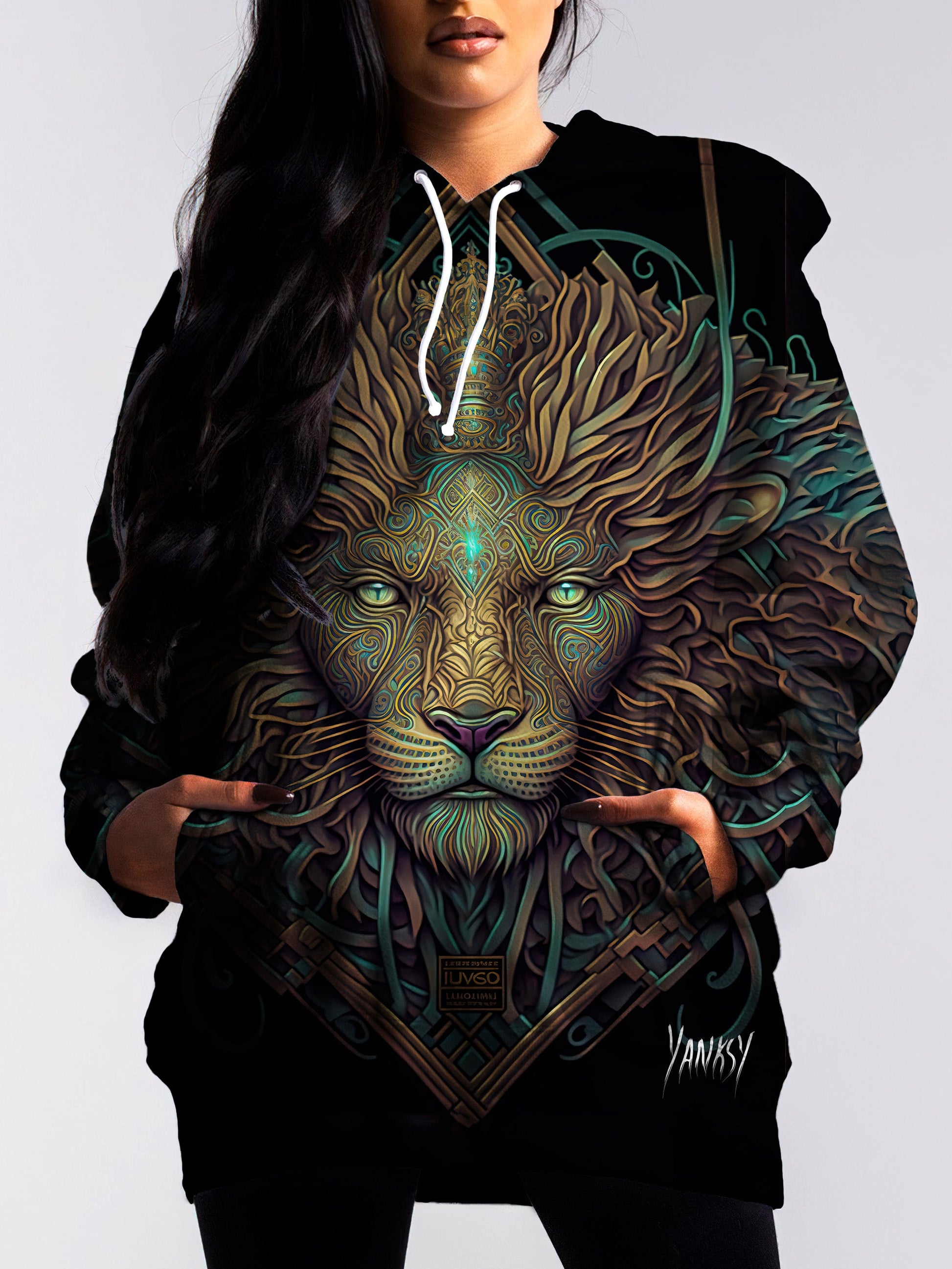 turn heads with this bright and colorful trippy pullover hoodie