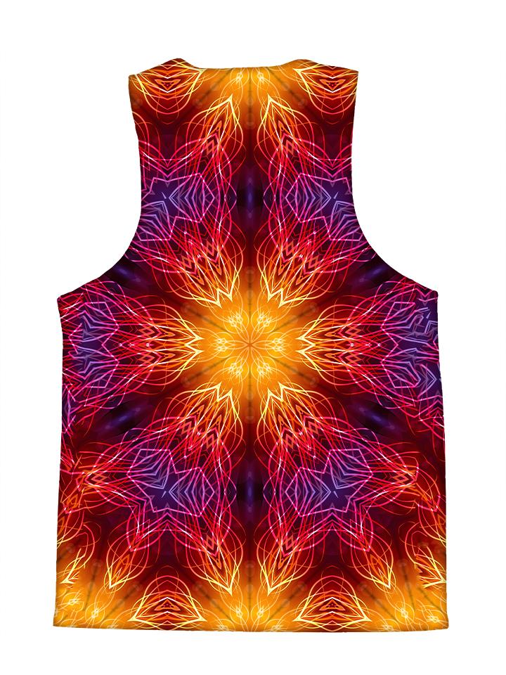 Psychedelic all over print sacred geometry tank by GratefullyDyed Apparel back view.