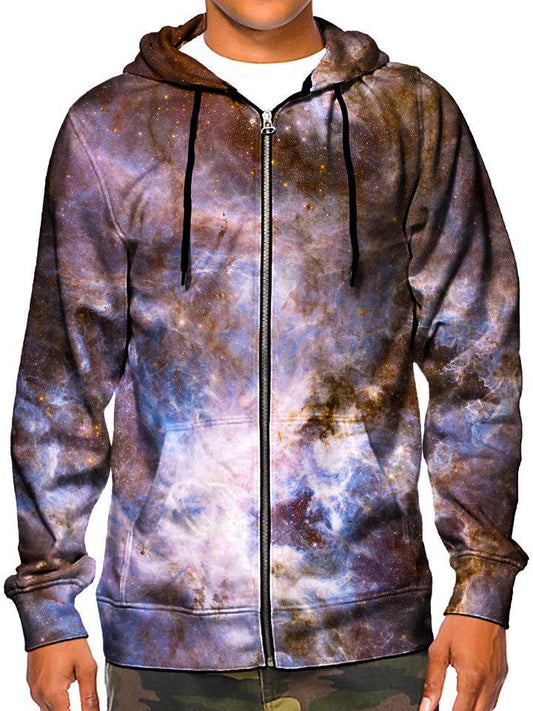 Model In Trippy Space Zip Up Hoodie