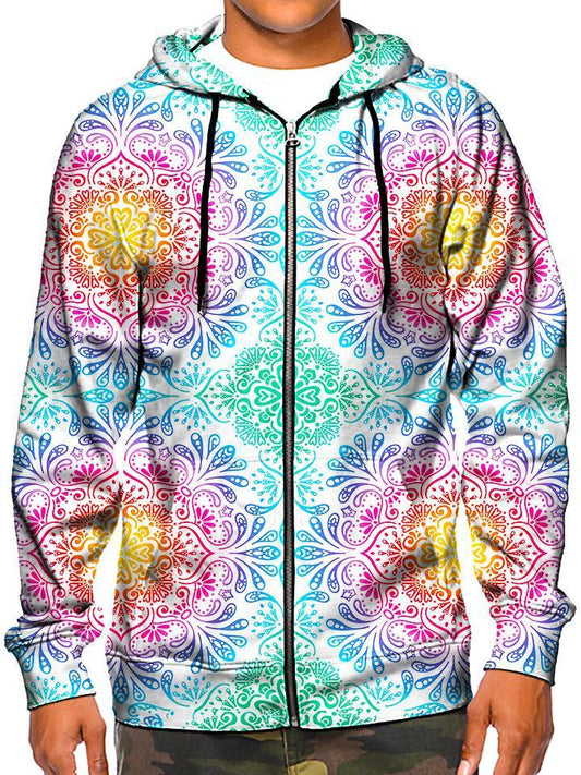 Model In Beautiful Pastel Flower Zip Up Hoodie