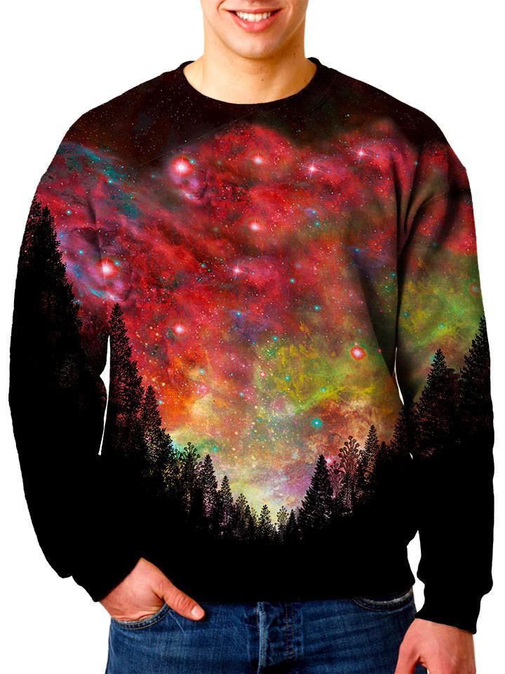 Model In Beautiful Space Forest Sweater
