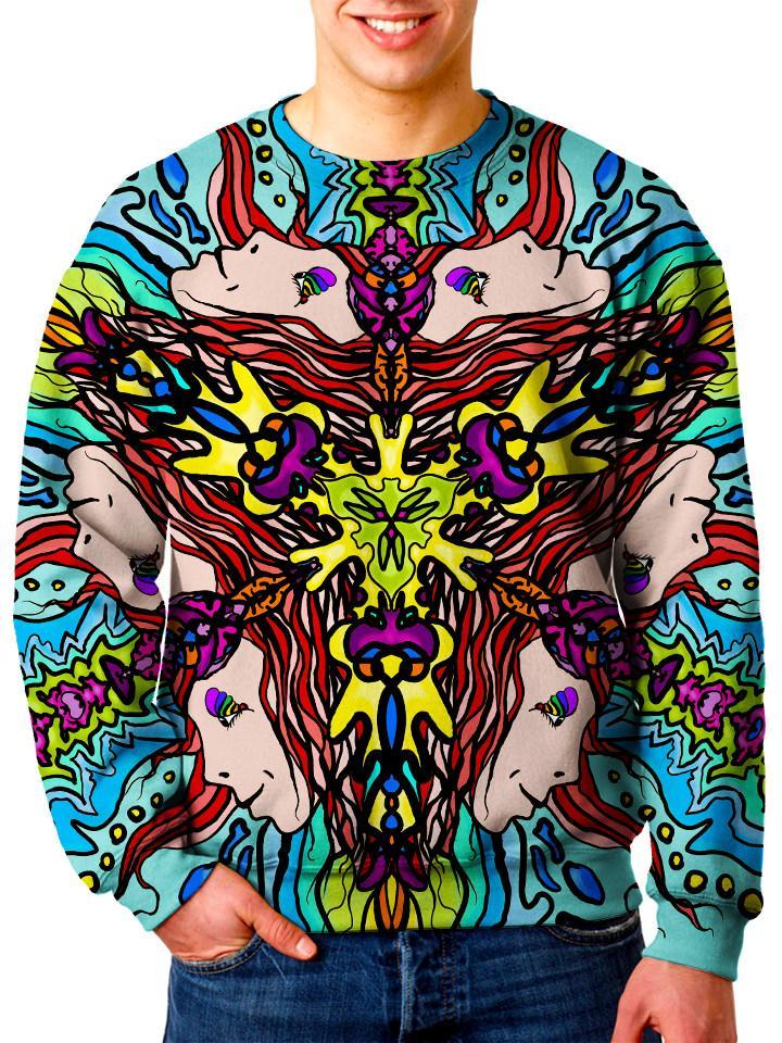 Model In Multi Colored Trippy Dream Sweater