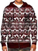 Naughty Girls Maroon and White Christmas Zip Up Hoodie Front View
