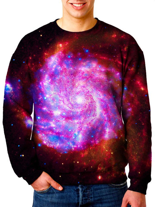 Model In Beautiful Trippy Space Swirls Sweater