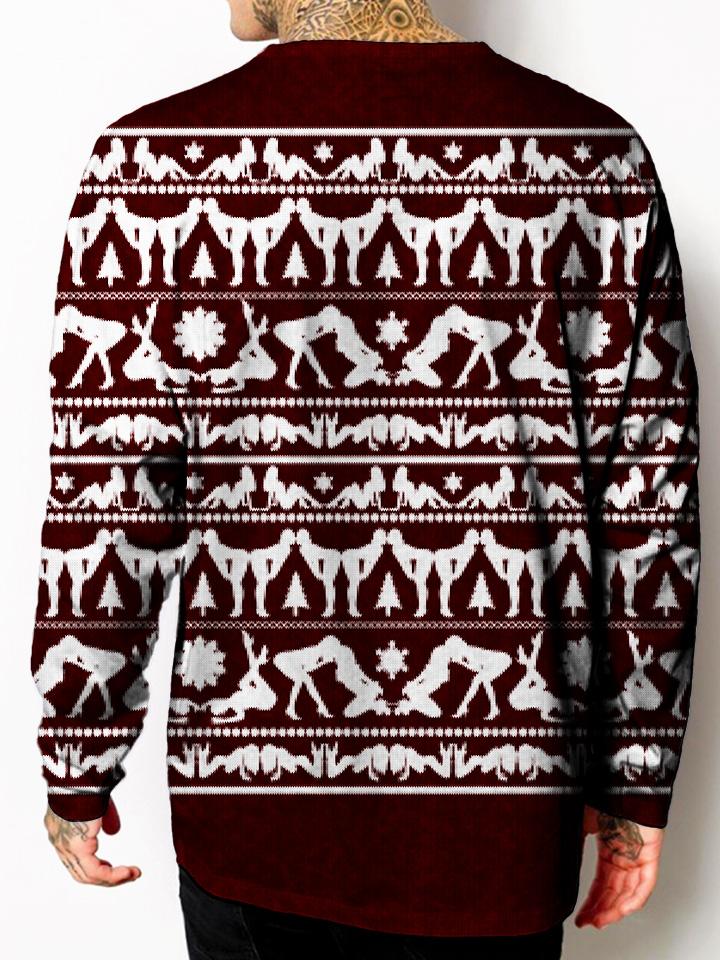 Model In Sexy Holiday XXX Long Sleeve Crew Neck