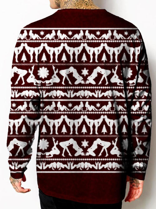 Model In Sexy Holiday XXX Long Sleeve Crew Neck