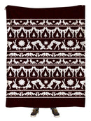 Naughty Christmas Blanket Maroon and White