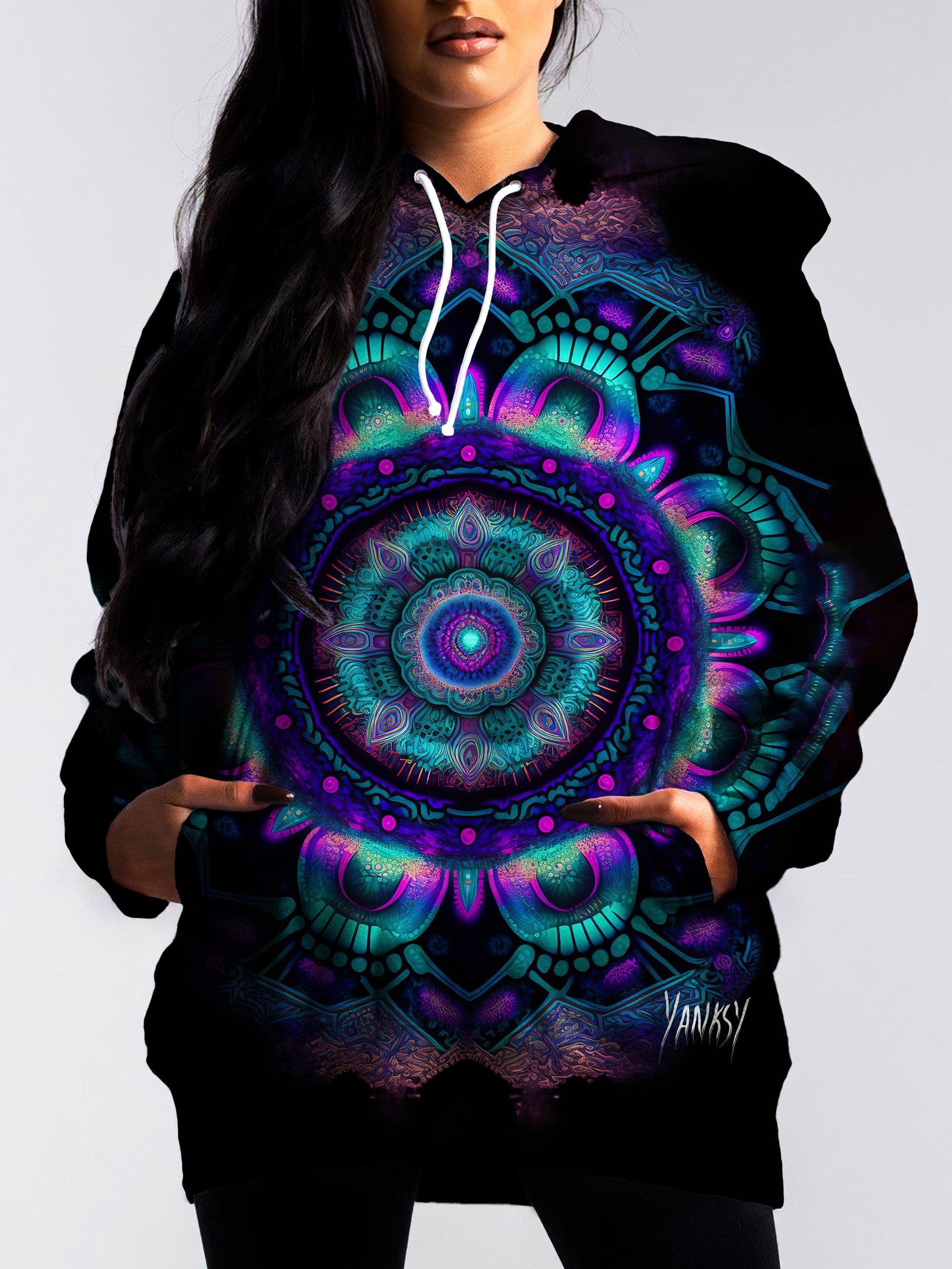 Make a splash with this bold and colorful psychedelic sublimation pullover hoodie