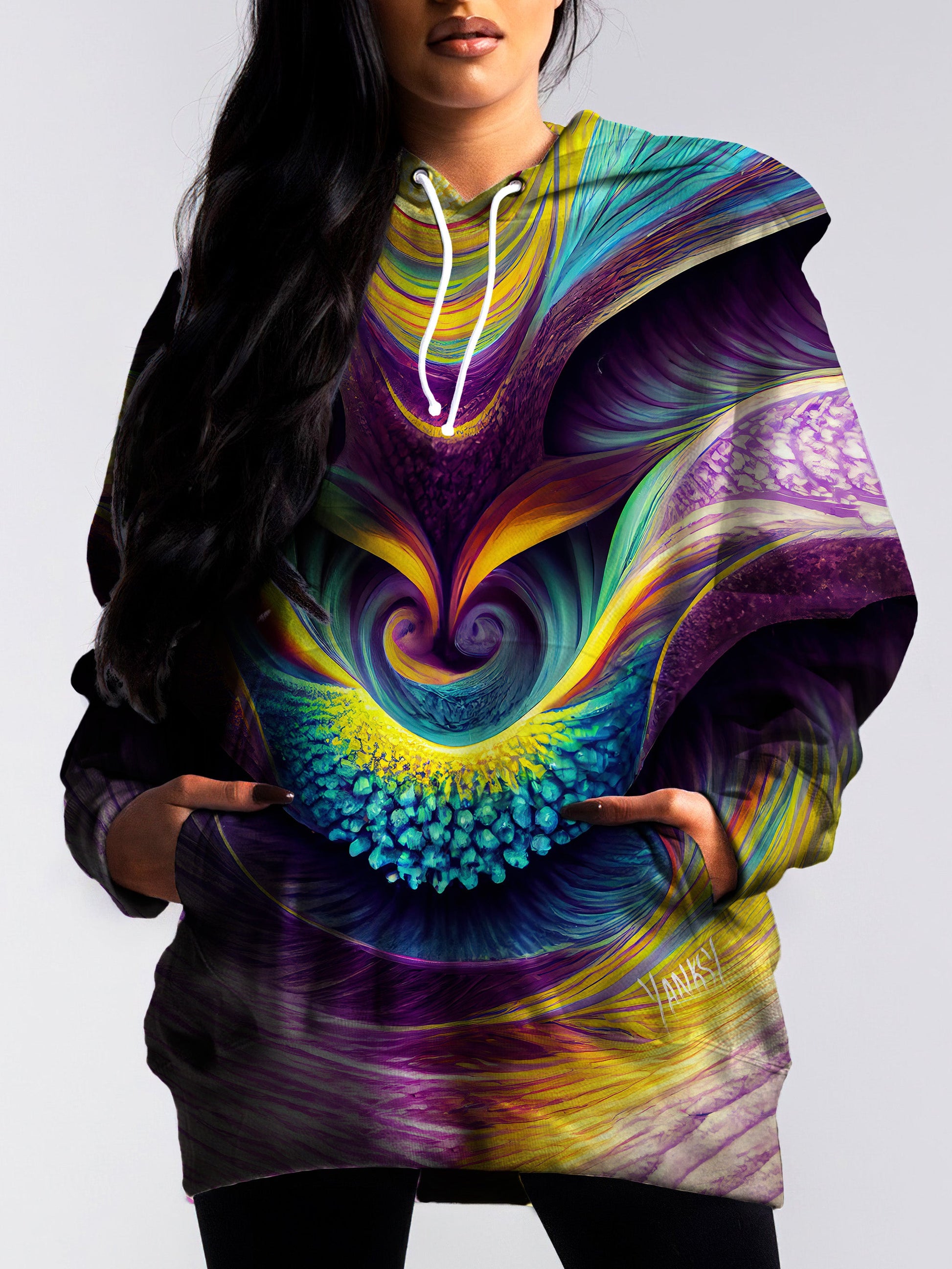 Stay warm and cozy at festivals and raves with this comfortable hoodie
