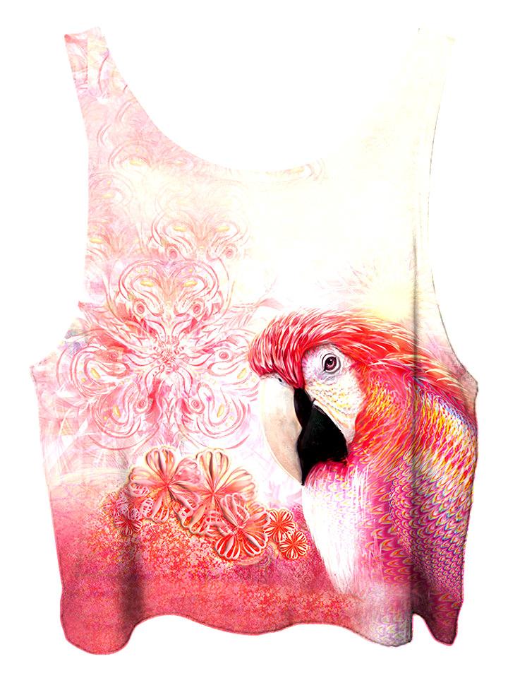 All over print psychedelic sacred geometry animal cropped top by Gratefully Dyed Apparel back view.