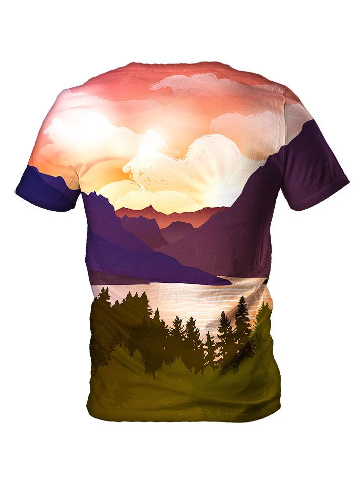 Back view of all over print psychedelic nature t shirt by Gratefully Dyed Apparel. 