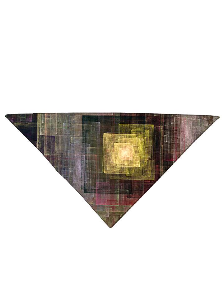 Brown and gold square artwork printed bandana folded