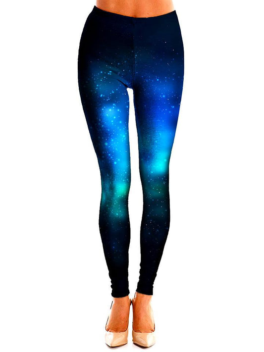 Deep Blue Space Leggings Front View