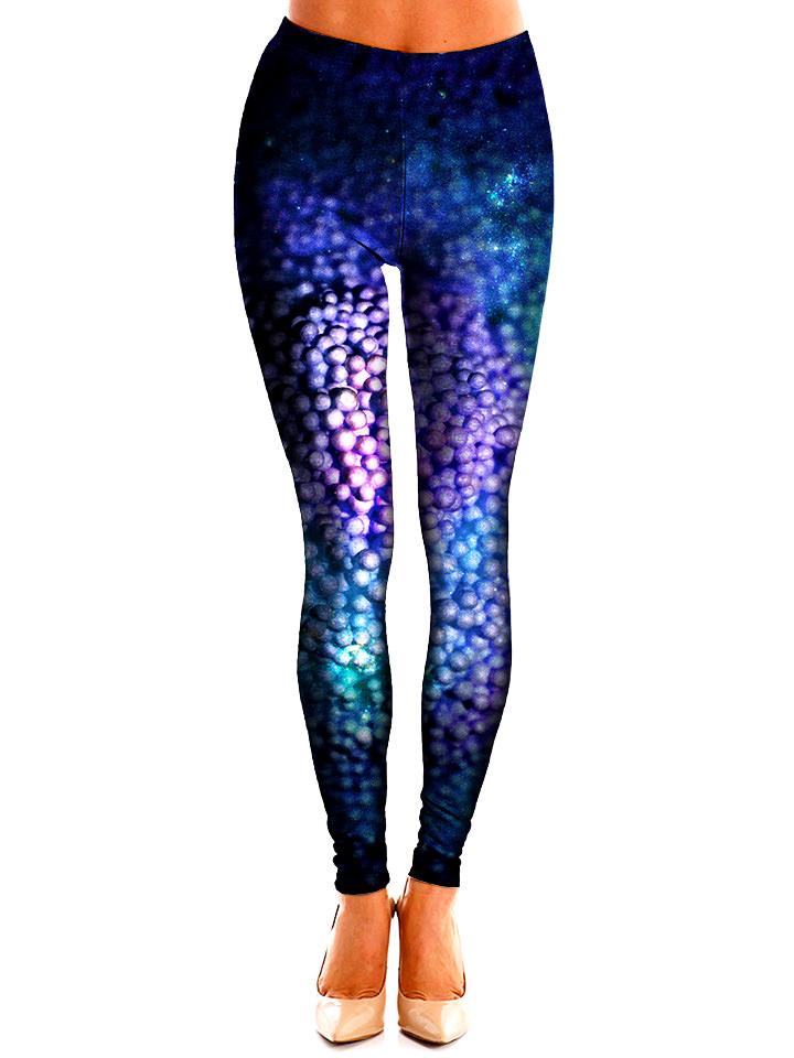Dark Blue and Purple Dots Leggings Front View