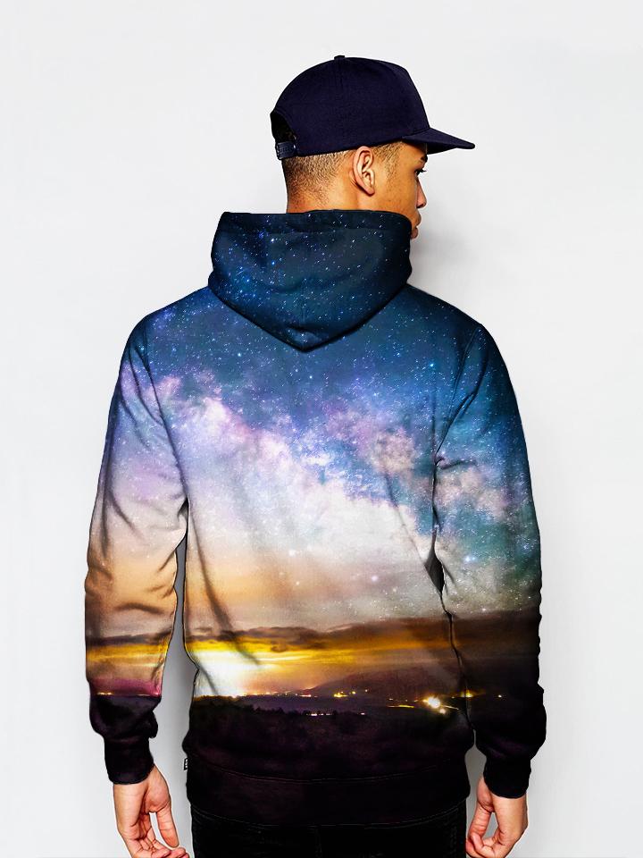 Man In Space On Horizon Pullover Hoodie Back View